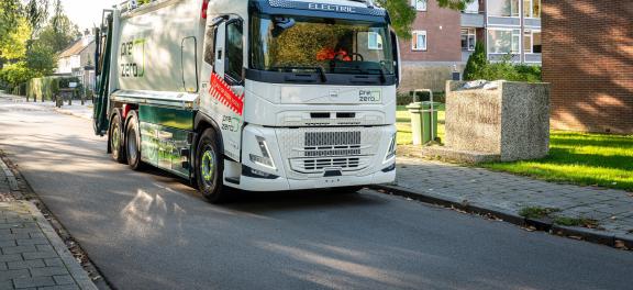 Volvo FM Electric PreZero zijaanzicht Volvo FM Electric PreZero zijaanzicht